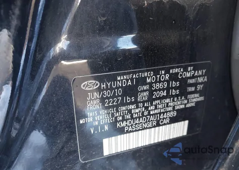2010 Hyundai Elantra Gls из США, поврежденный, VIN KMHDU4AD7AU144889